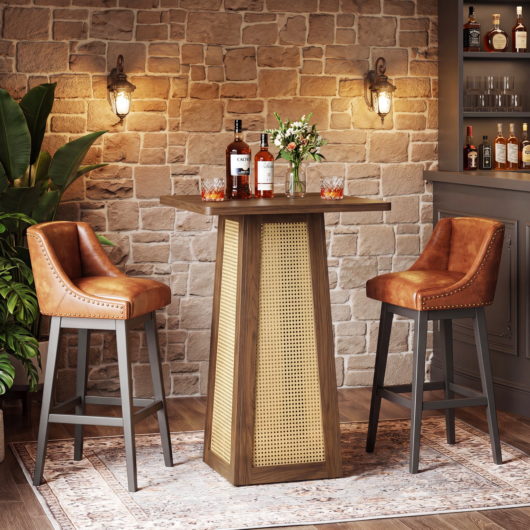 80 x 80 cm Tribesigns vierkante bistrotafel met voetstuk, bartafel voor thuisbar woonkamer en kleine ruimtes
