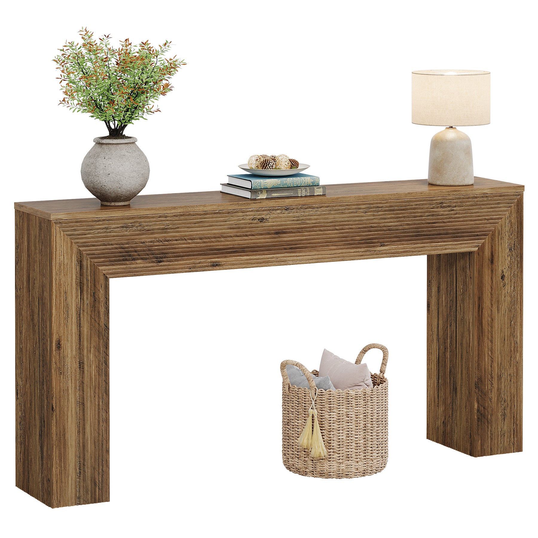 Consoletafel 160 cm Industrieel in Rustiek Bruin, lange haltafel voor entree en woonkamer