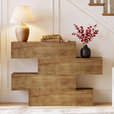 Tribesigns Massief Houten Console Tafel 110 cm met 4 niveaus, smalle haltafel in landelijke stijl 3