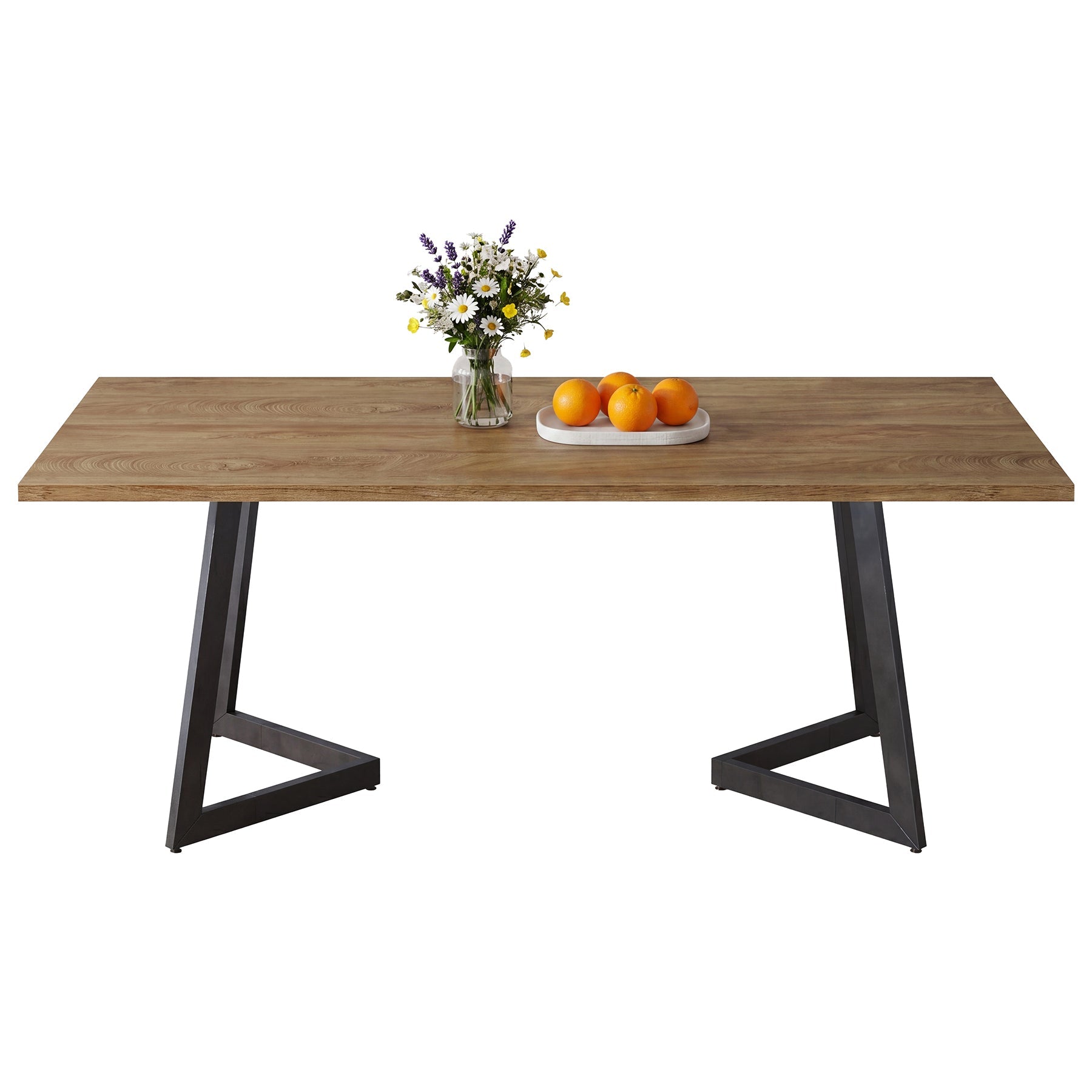 Tribesigns rechthoekige eettafel van 158 cm voor 4–6 personen, industriële keukentafel met stevig metalen onderstel in eikenlook