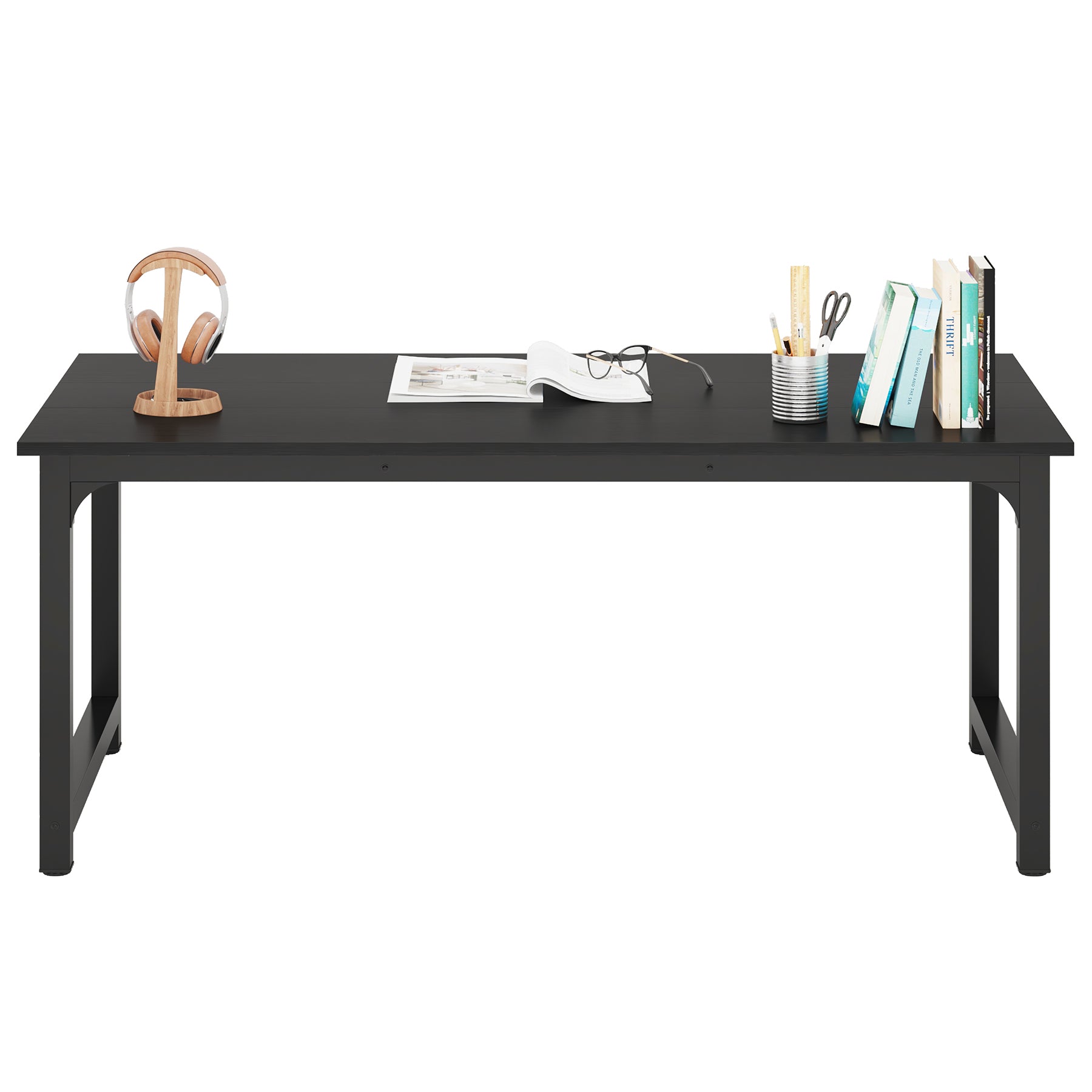 160x80 cm Computerbureau, Ruime Werkplek in Vintage Bruin en Zwart