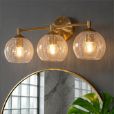 43 cm Moderne Wandlamp Goud, Tribesigns 3-flammige Crackle Glas Armatur met E27 voor Badkamer 3