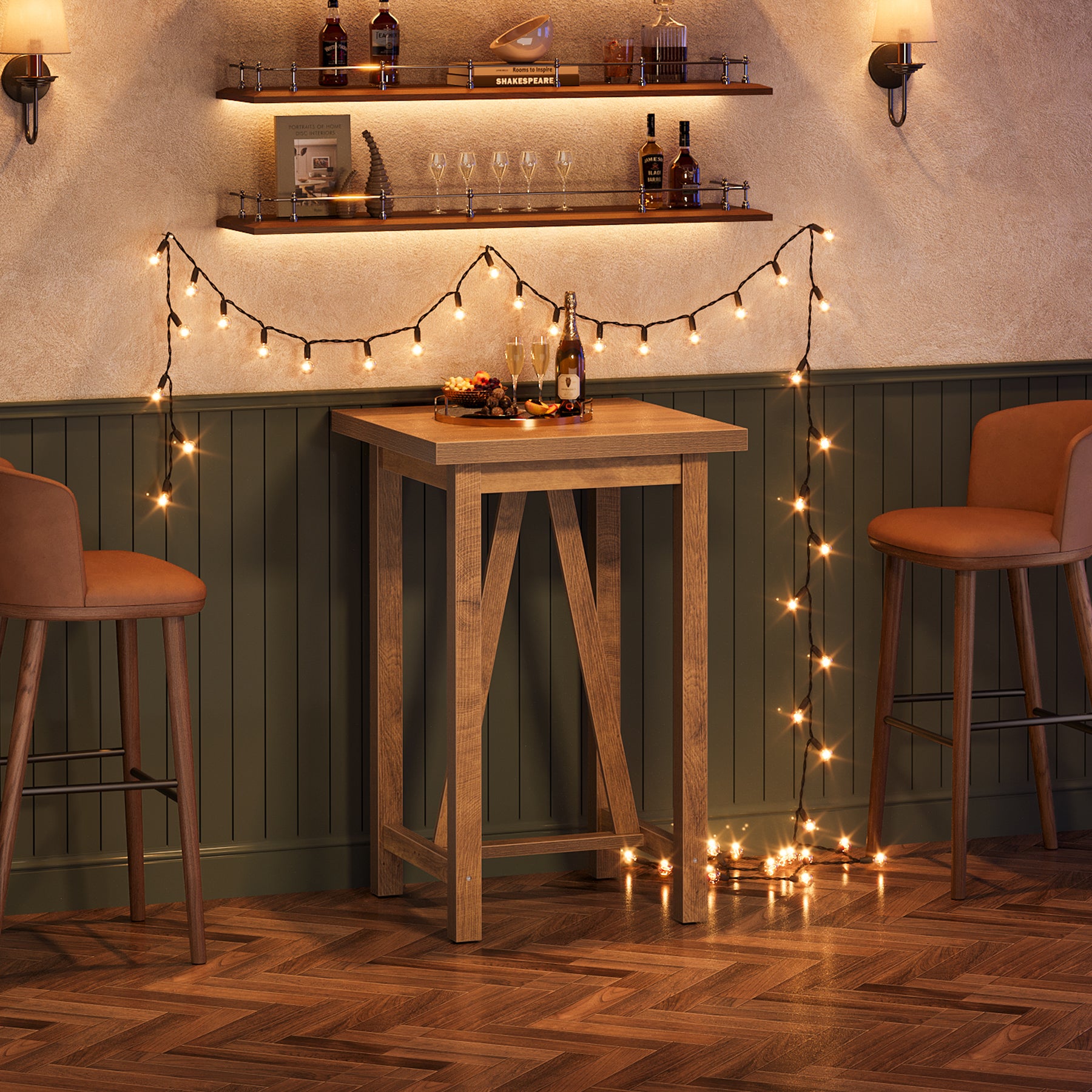 100 cm Tribesigns Bartafel Vierkant, Landelijke Hoge Bistrotafel voor Keuken en Woonkamer