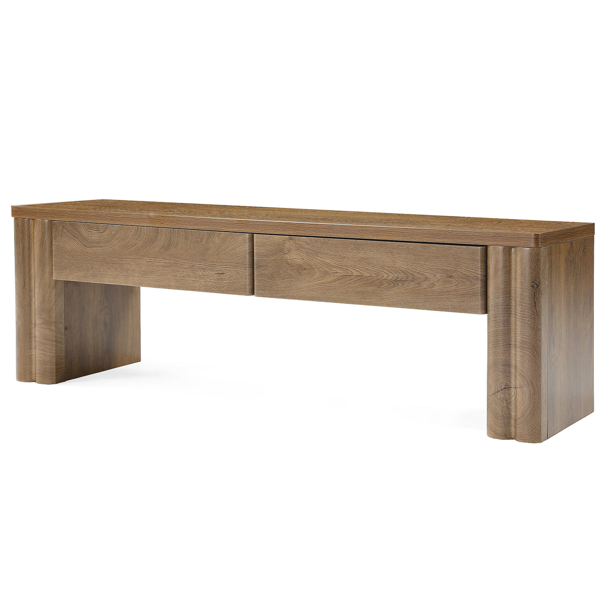 140 cm Tribesigns halbank met 2 verborgen opberglades, moderne zitbank in warme eikenlook voor hal en slaapkamer