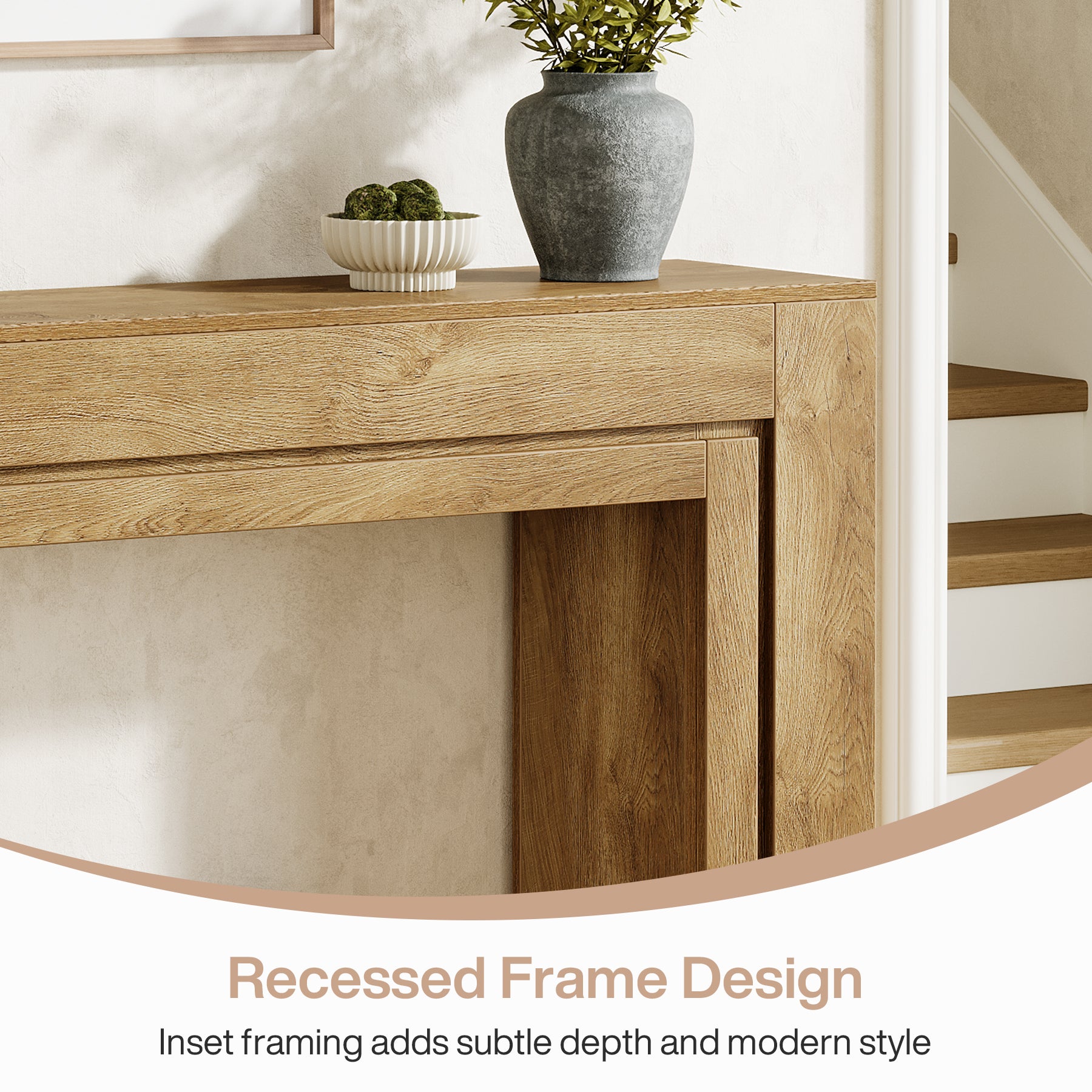 105 cm Landelijke Consoletafel met Dubbele Basis, Smalle Entreetafel voor Hal Woonkamer en Foyer