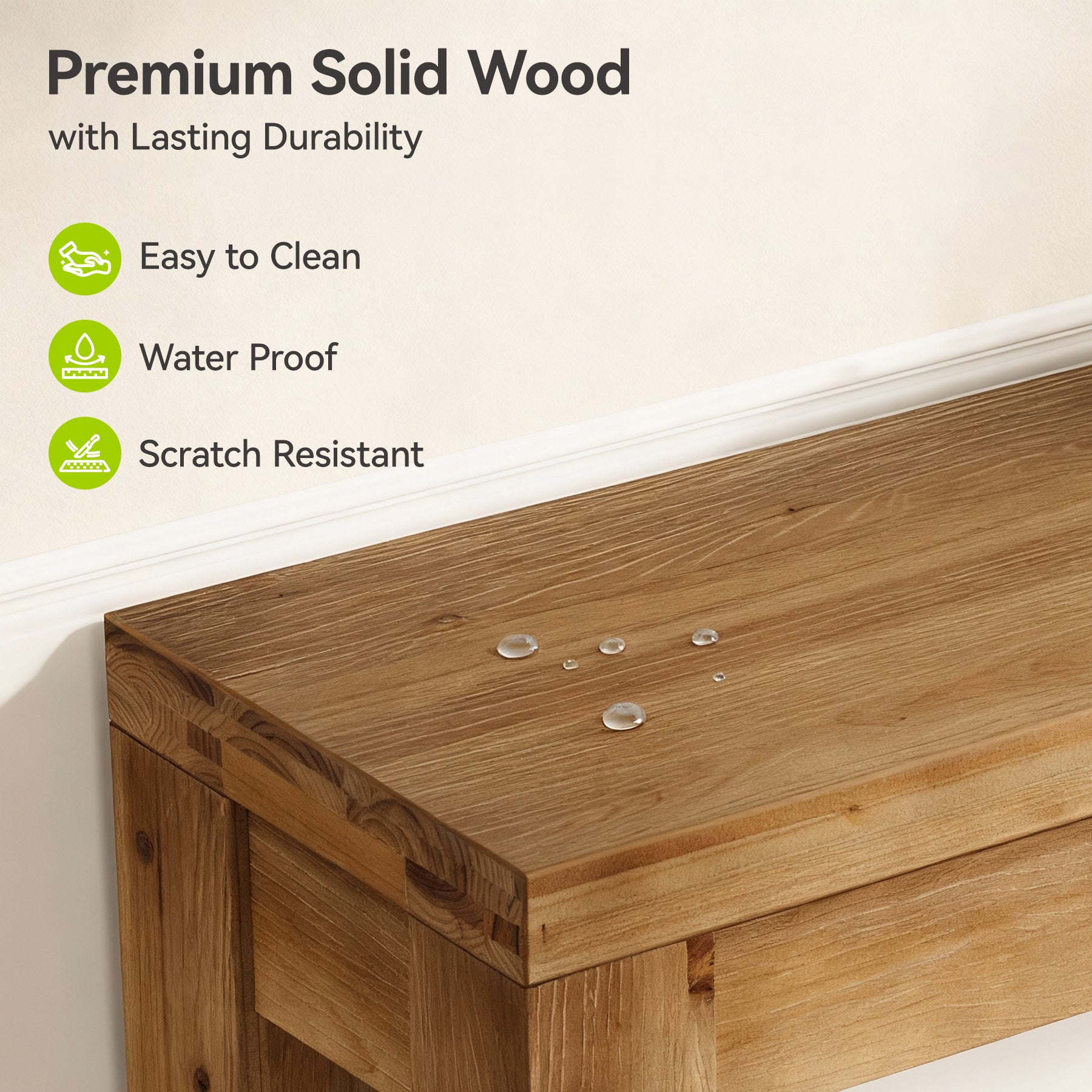 110 cm massief houten farmhouse consoletafel, smalle sidetable voor woonkamer en hal