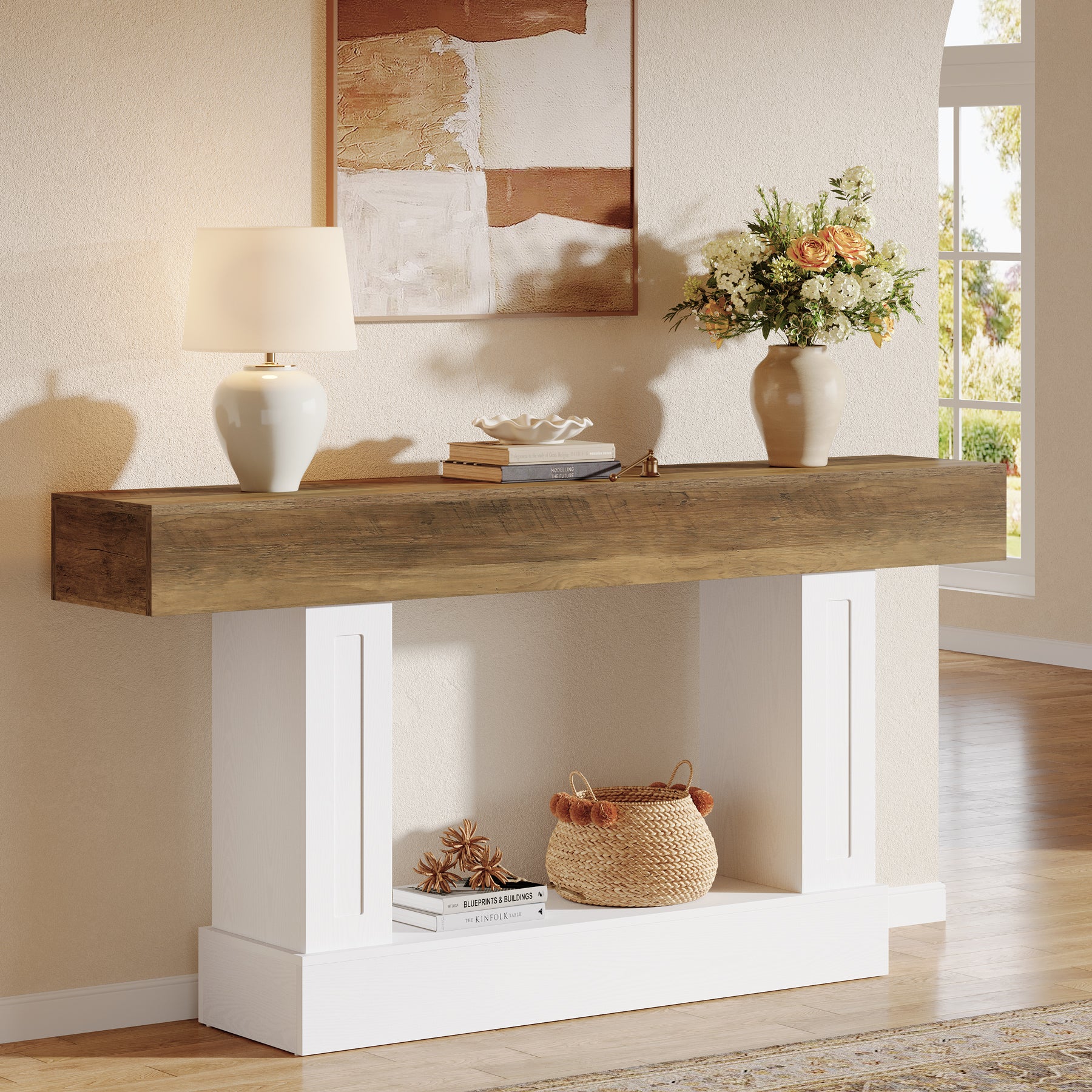 160 cm Tribesigns landelijke consoletafel met open opbergruimte, smalle sidetable voor hal en woonkamer