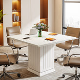 Vierkante Vergadertafel van 90 cm in Wit, Moderne Kleine Tafel voor Kantoor en Vergaderruimte 3