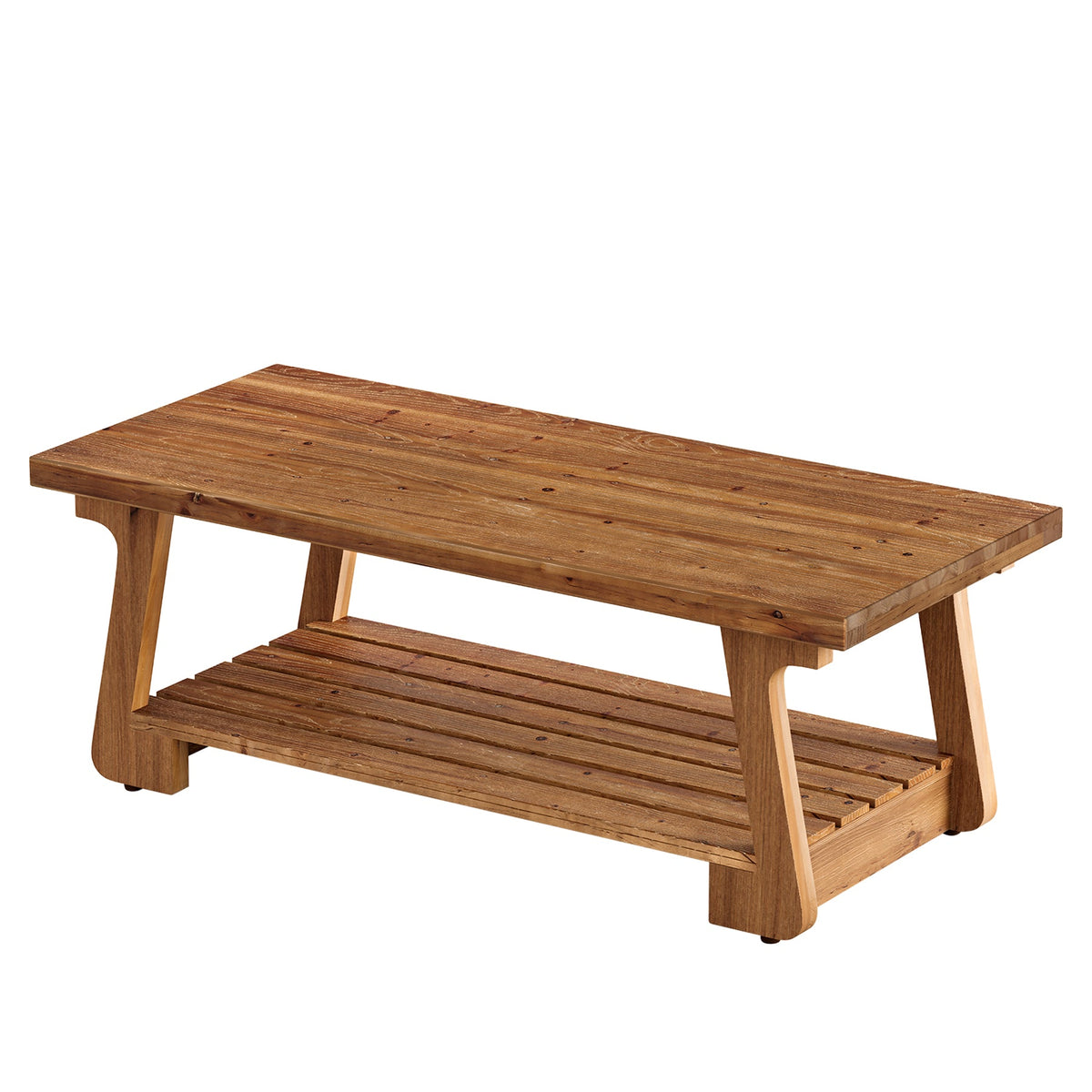 Tribesigns salontafel van massief hout met twee niveaus, woonkamertafel in landelijke stijl