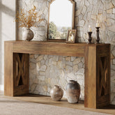 160 cm Consoletafel, Smalle Banktafel met 2 Laden en X-vormige Poten 3