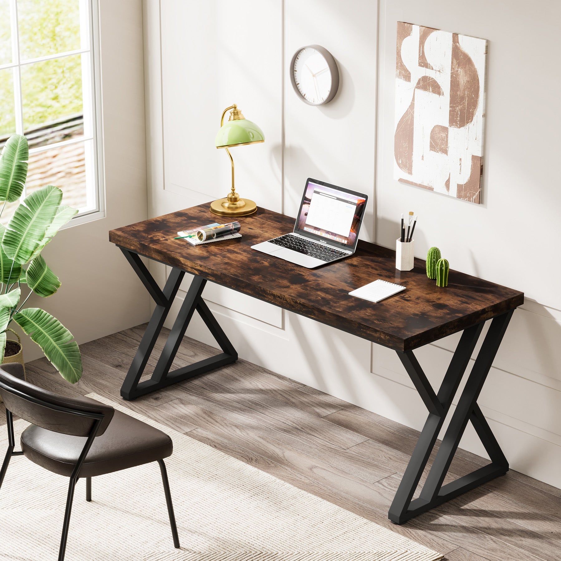 Tribesigns 140 cm Bureau, Z-Vorm Computertafel voor Kantoor en Studie
