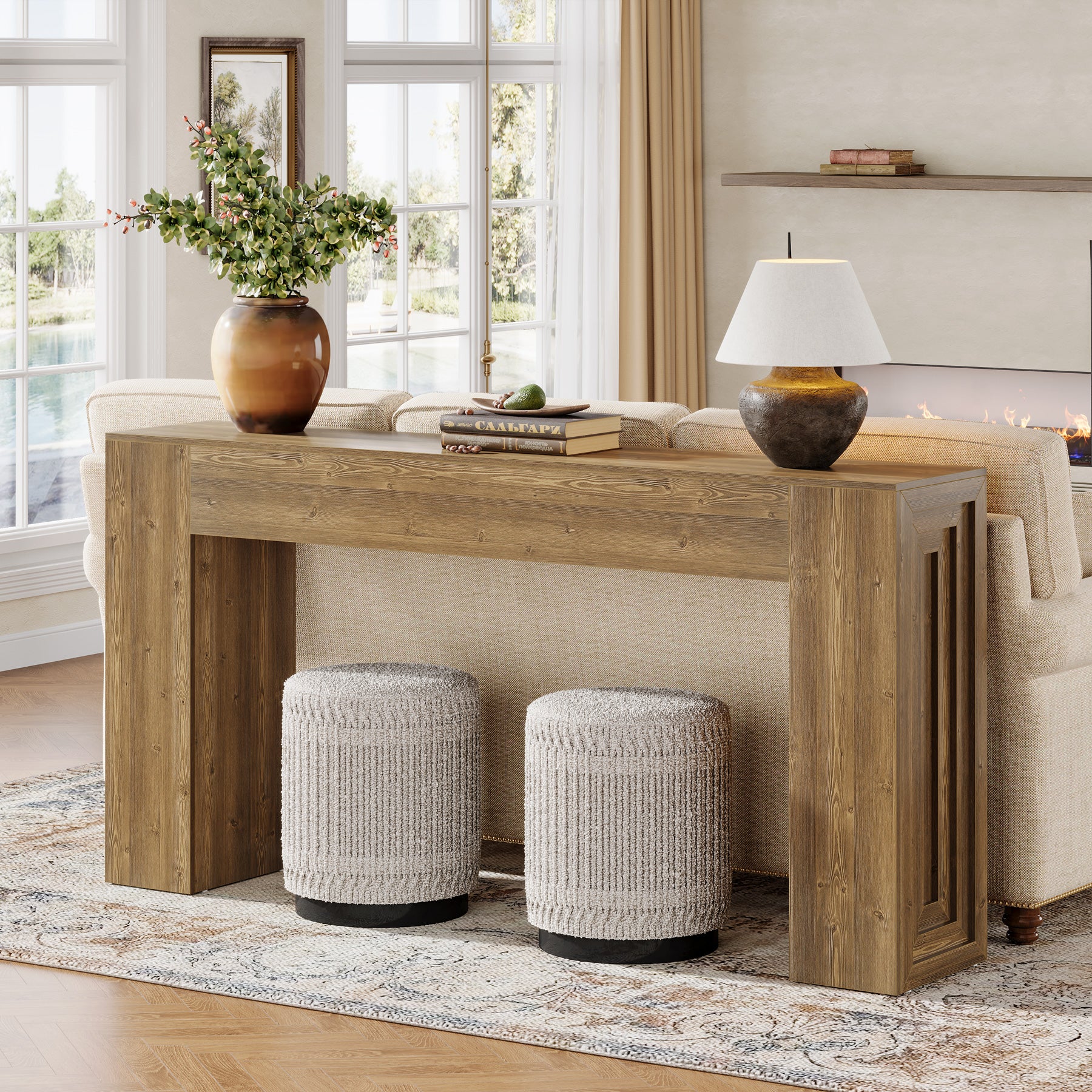 160 cm Lange Consoletafel, Smalle Salontafel voor Hal en Woonkamer