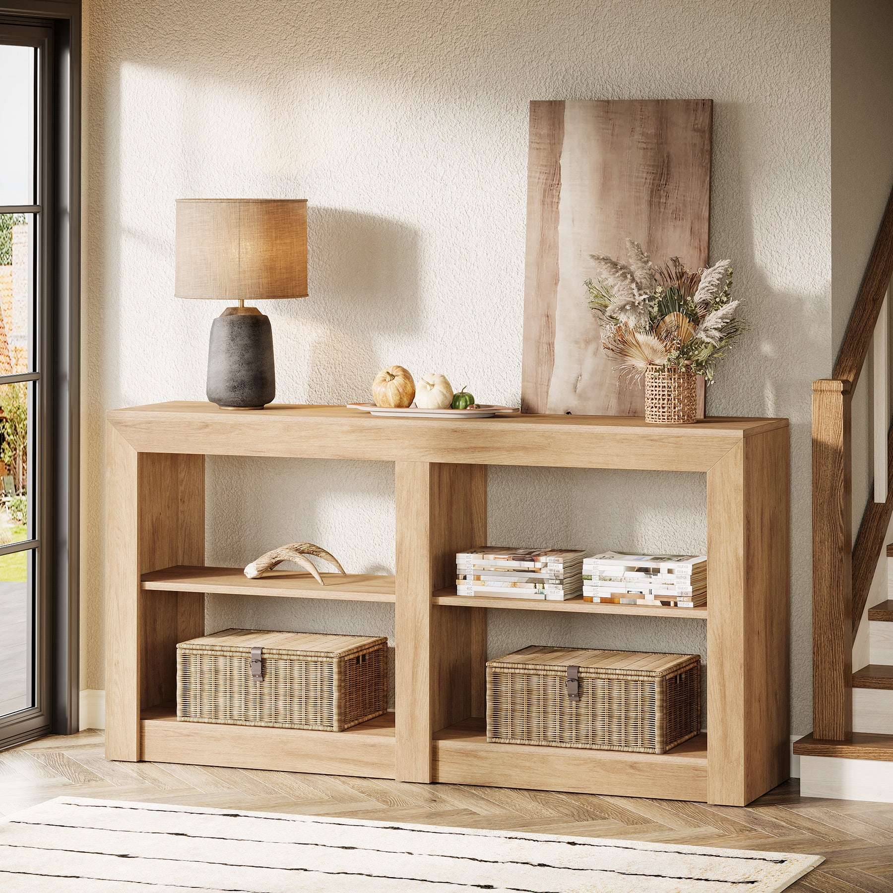 150 cm Landelijke Consoletafel van Hout, Tribesigns Smalle Haltafel voor Woonkamer