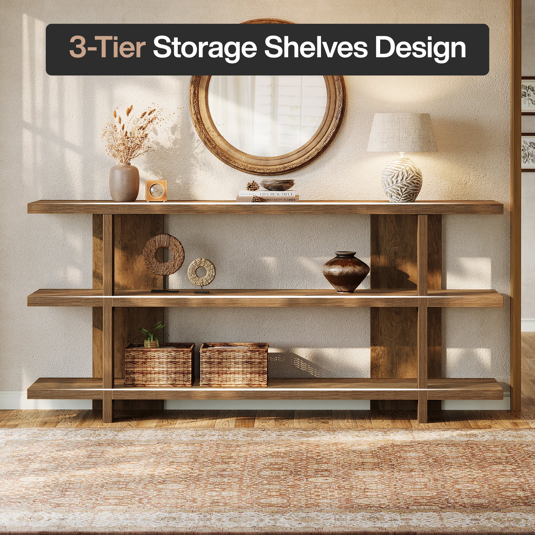 Tribesigns Consoletafel 160 cm met 3-laags Opbergruimte