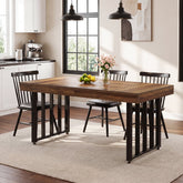 Tribesigns Eettafel 140 cm voor 4 personen, Rechthoekige Keukentafel met Stevige Metalen Poten 3
