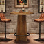 37.4" Bar Table, Wooden Bistro Pub Table with Metal Ring Footrest#Kleur_Rustiek Bruin