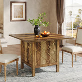 100 cm Landelijke Eettafel, Vierkante Houten Tafel met Stevig Frame voor Eetkamer 3