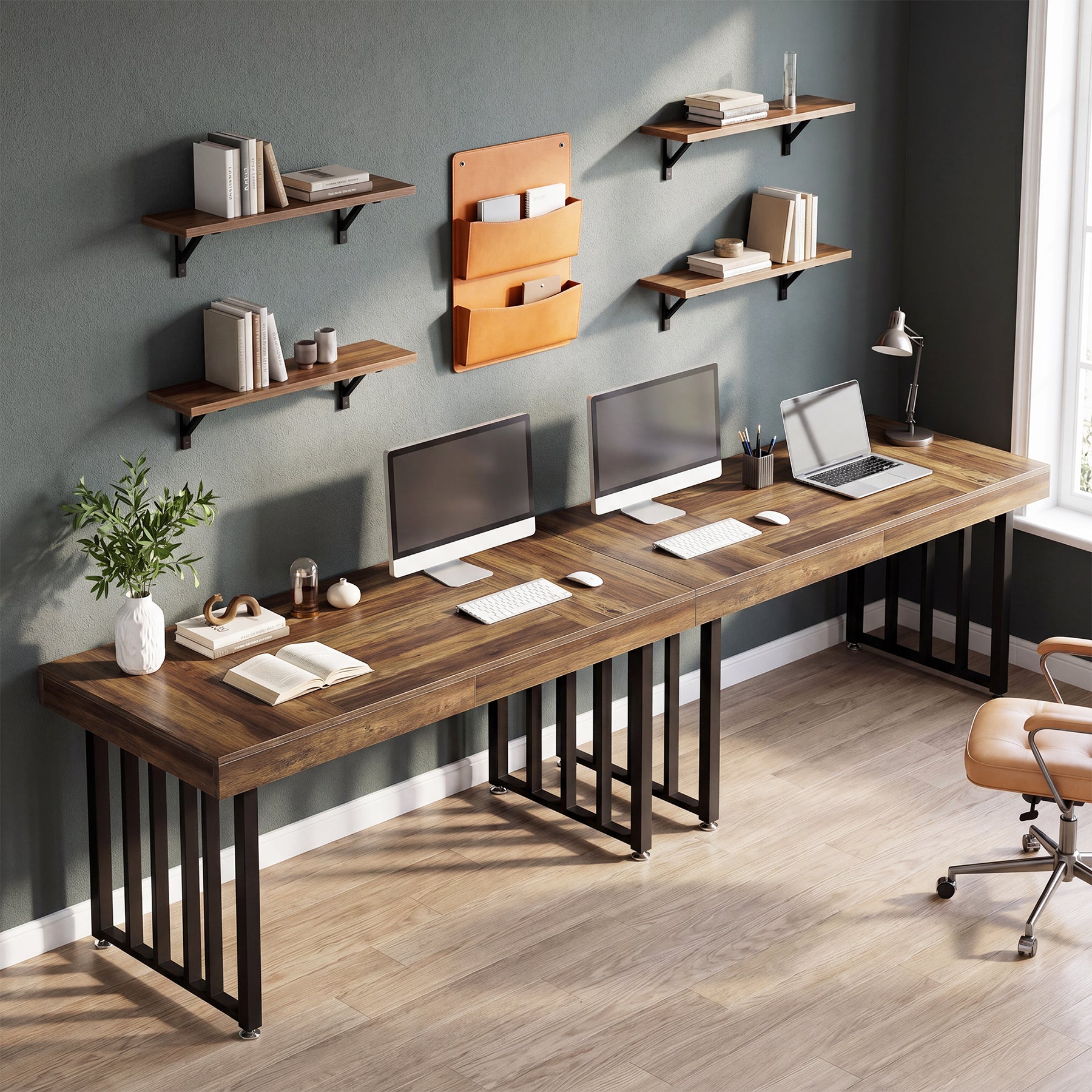 Tribesigns Bureau 140 cm, Grote Computertafel met Metalen Frame, Modern Bureaublad voor Thuiswerken
