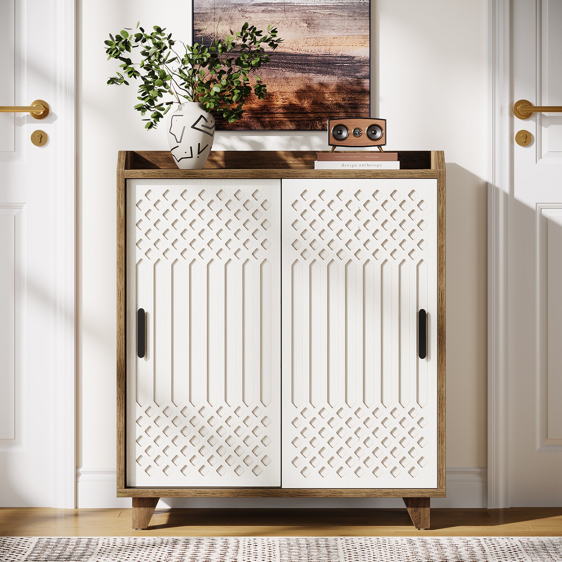 90 cm Schoenenkast, Moderne Opbergkast met Schuifdeuren voor Hal en Entree