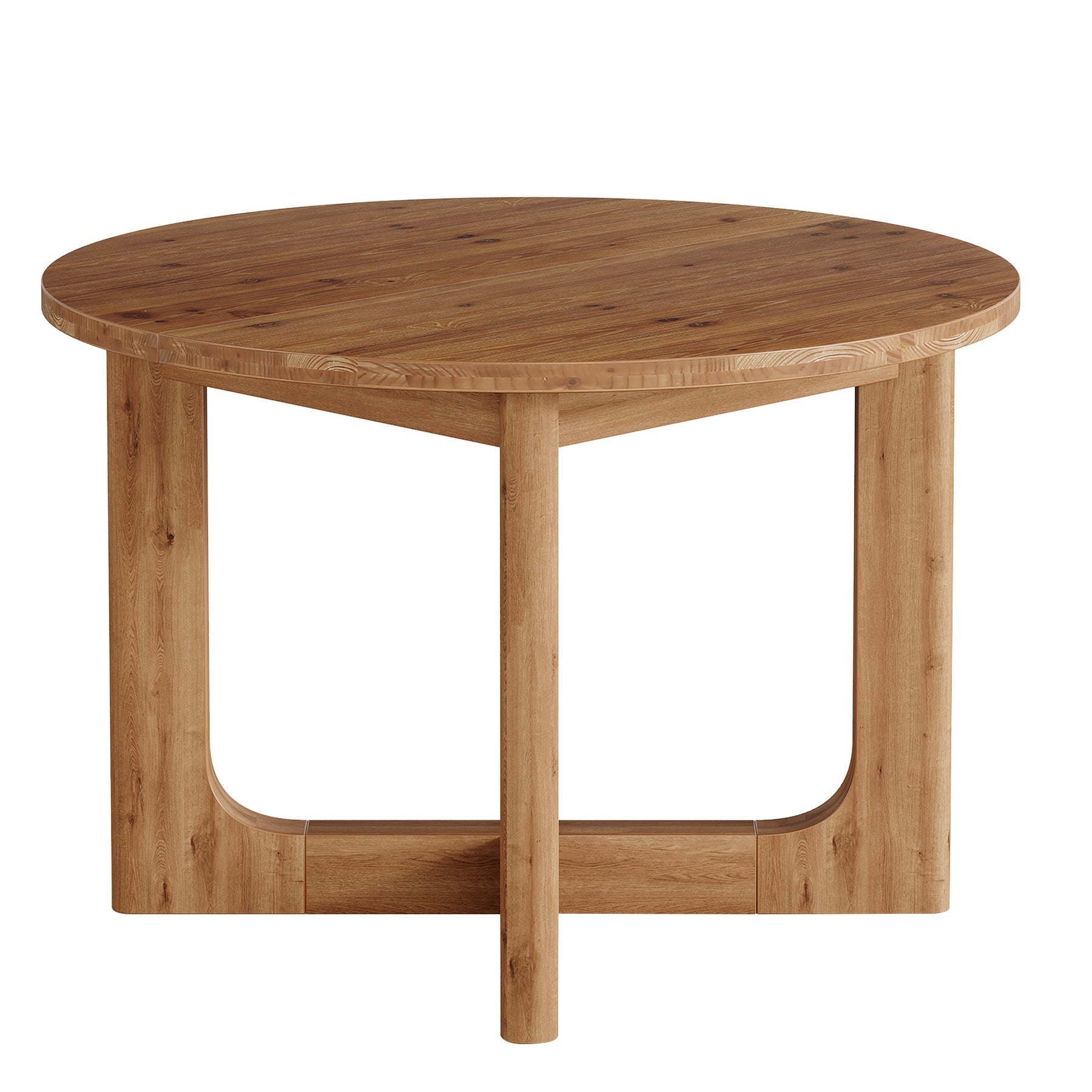 Tribesigns ronde massief houten eettafel 100 cm voor 2–4 personen, landelijke keukentafel met stevig kruisvormig onderstel