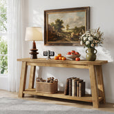 Tribesigns massief houten TV-lowboard, 180 cm, voor 65-80 inch televisies, mediaconsole in landelijke stijl met open opbergvakken 3