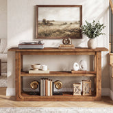 Tribesigns consolentafel van massief hout 140 cm, smalle gangtafel met 3 planken in landelijke stijl 3