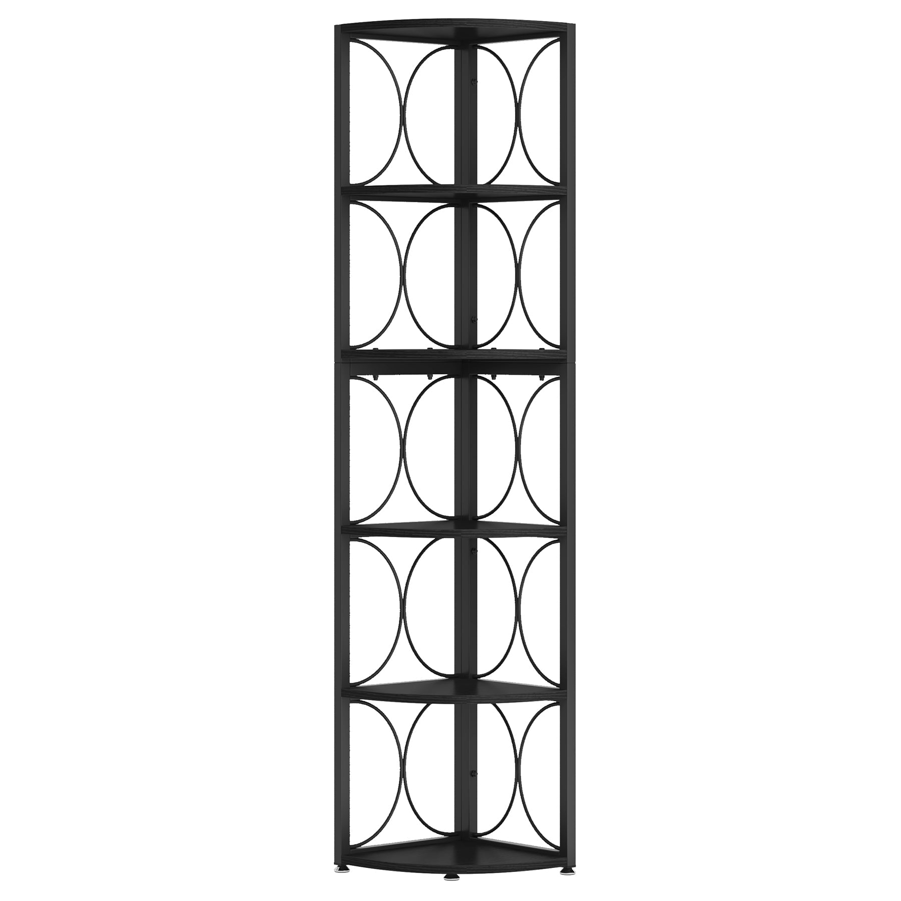 170 cm Tribesigns Hoekboekenkast, 6-Lags Rustieke Boekenplank voor Kleine Ruimtes