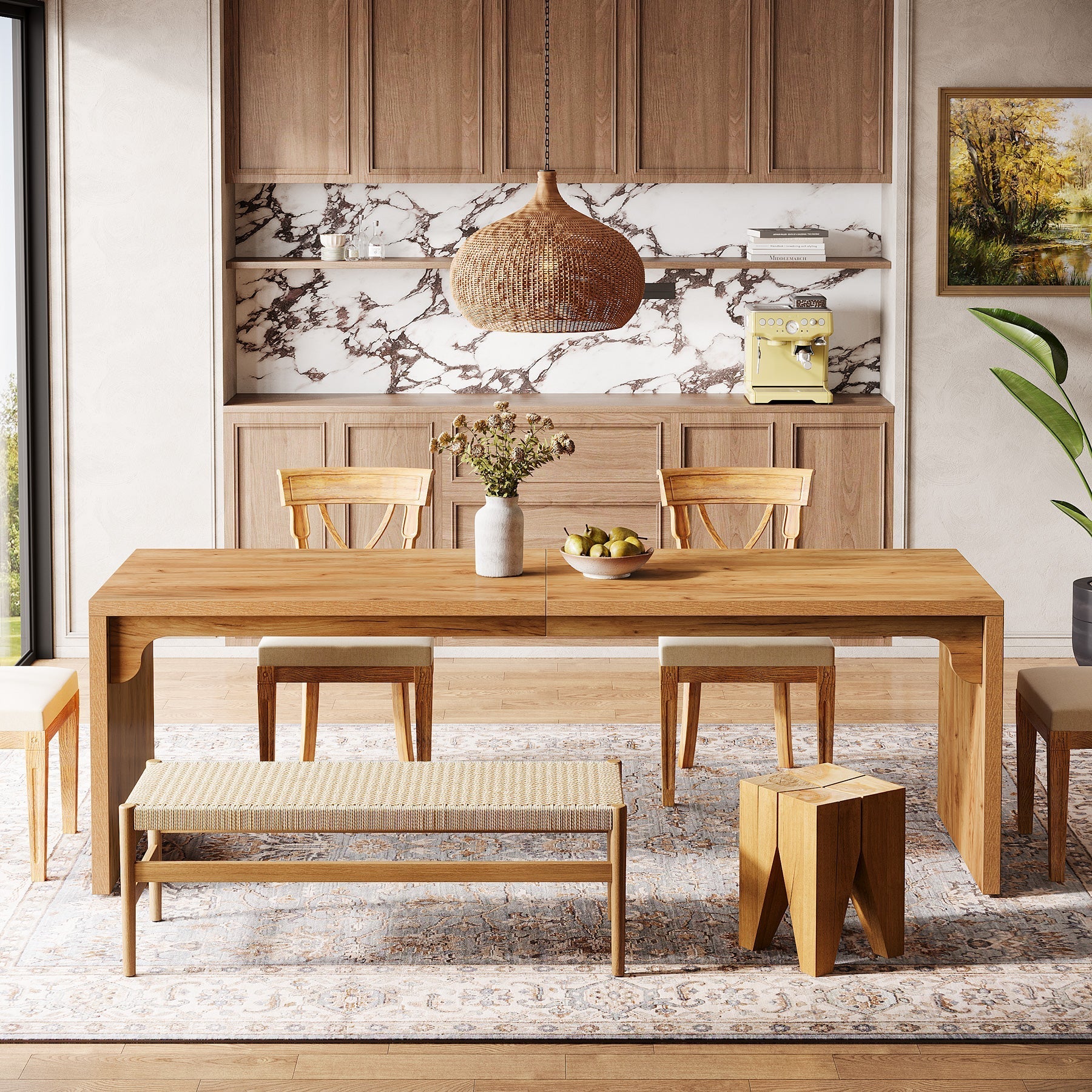 180 cm Tribesigns Eettafel, Moderne Keukentafel met Robuuste Basis