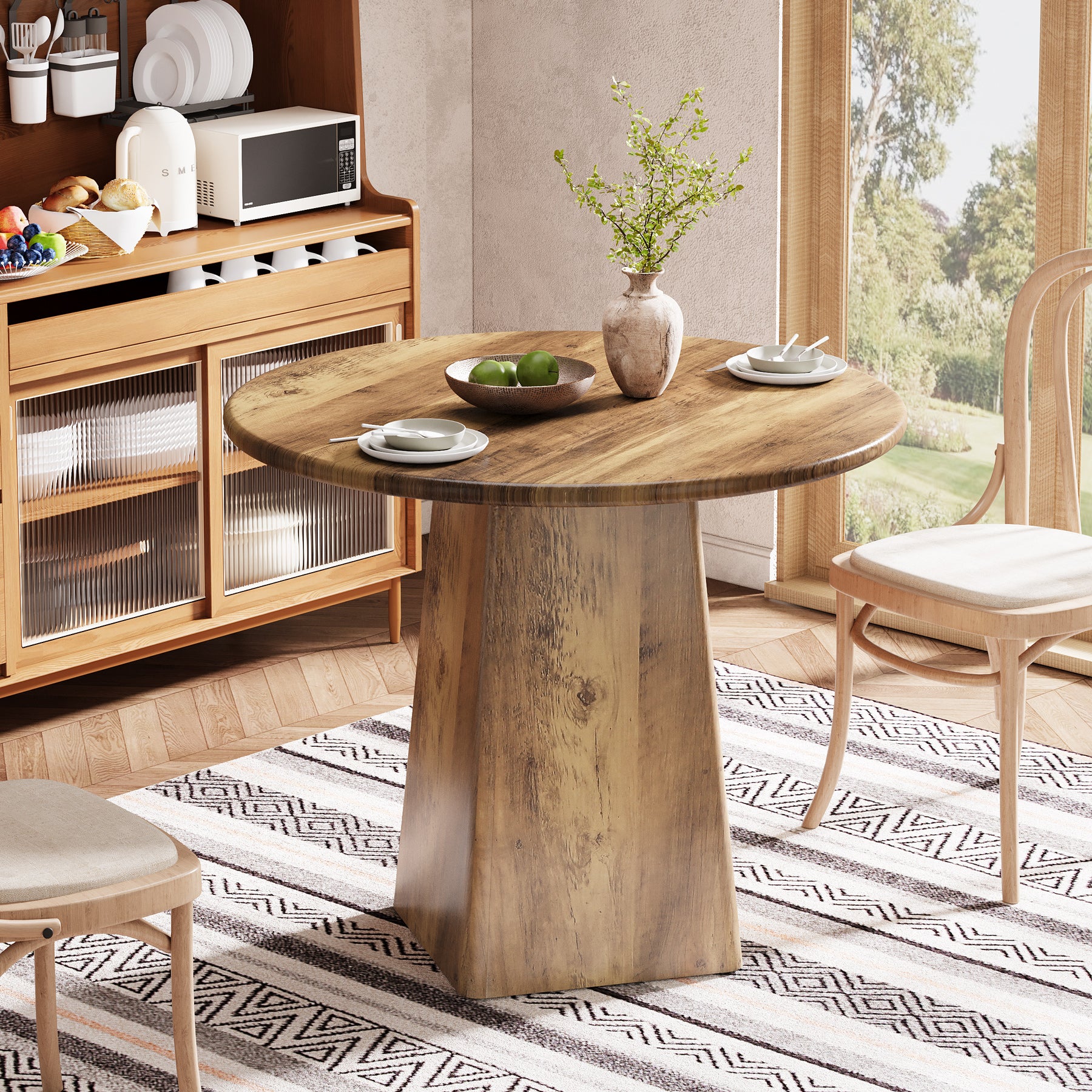 Tribesigns 80 cm Ronde Eettafel, Kleine Farmhouse Keukentafel voor 2-4 Personen