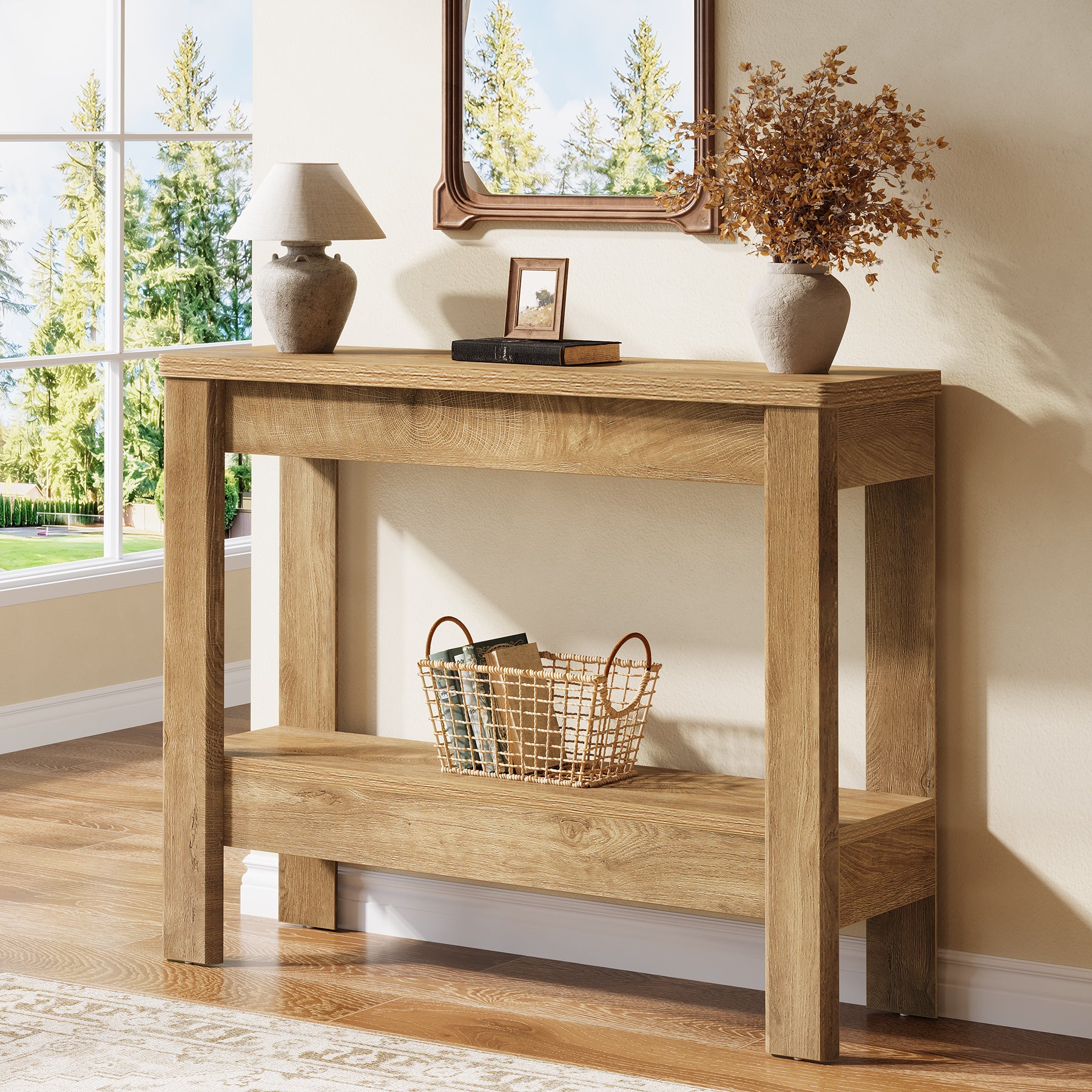 105 x 30 x 80 cm Tribesigns landelijke consoletafel met open opbergruimte, smalle sidetable voor hal en woonkamer
