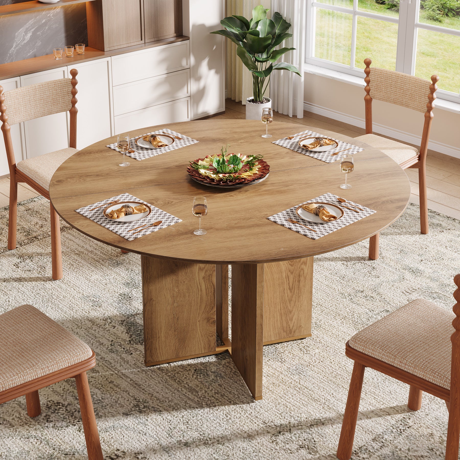 Tribesigns 100 cm Ronde Eettafel, Houten Tafel voor 4 Personen voor Keuken