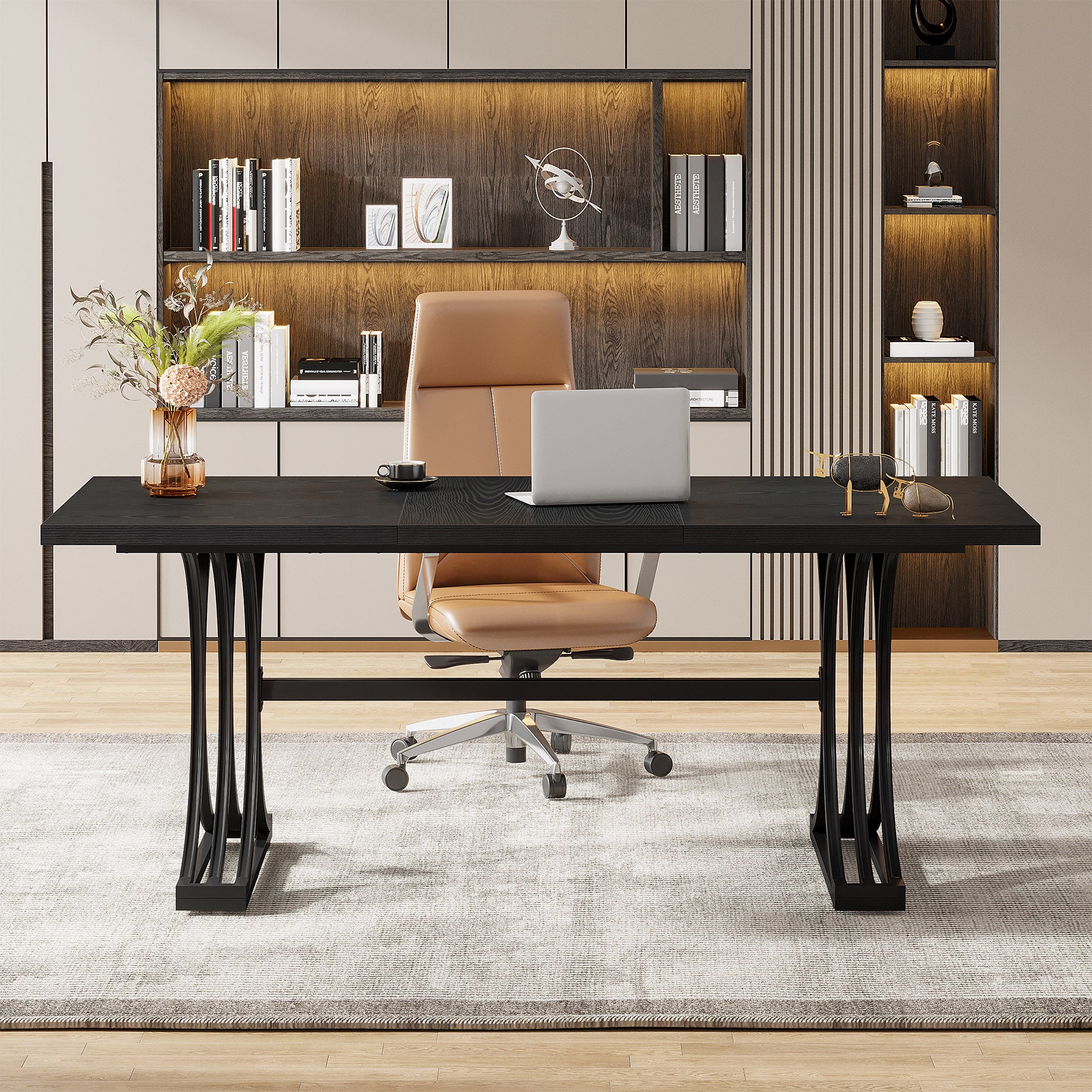 160 x 80 cm Tribesigns Bureau, Moderne Computer Tafel met Gouden Poten voor Kantoor