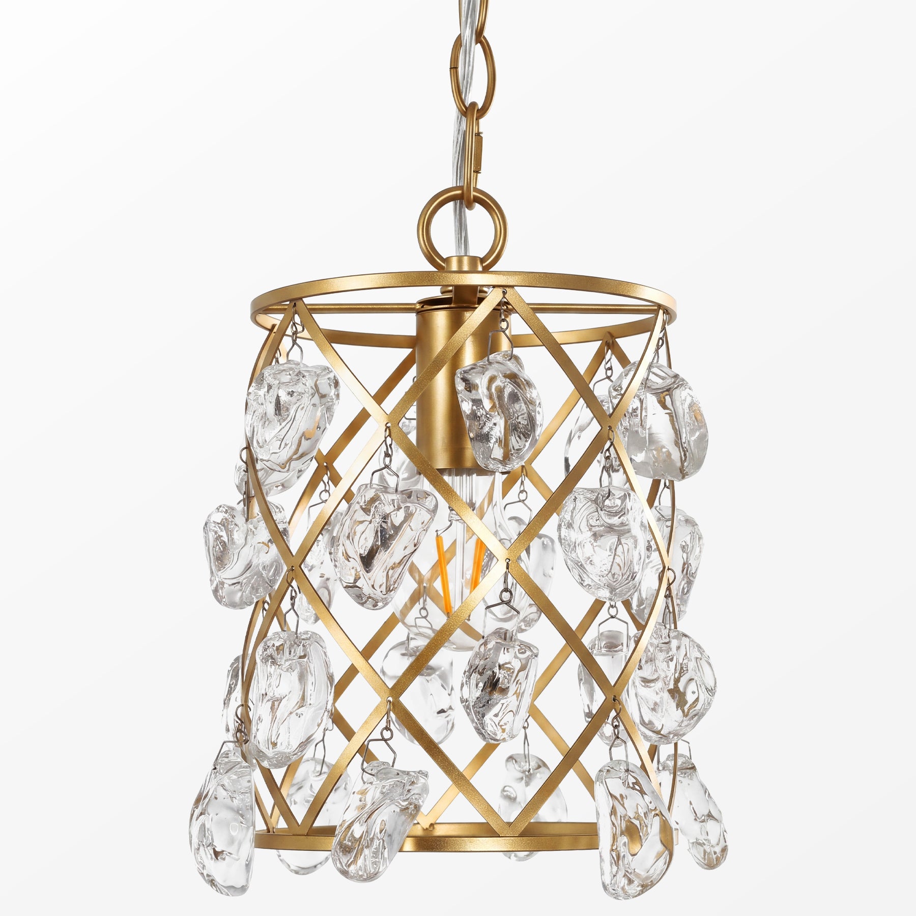 17,5 x 17,5 x 30 cm Tribesigns Gouden Hanglamp, Moderne Pendellamp met Watergolf Glaskristallen en E27-Fitting voor Keukeneiland Eetkamer en Hal [Energy Class E]