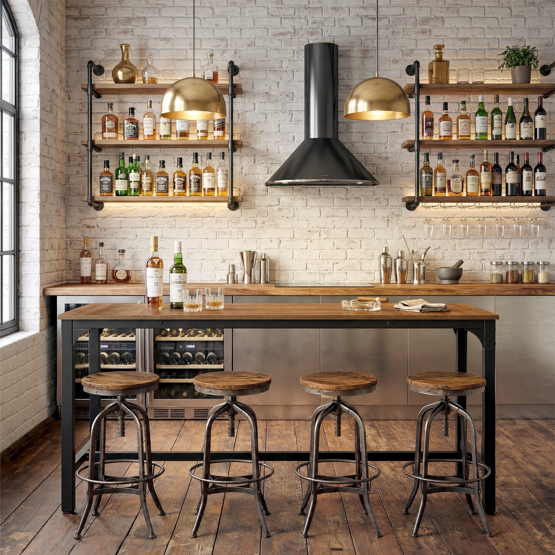 Tribesigns Bartafel 180 cm voor 6–8 Personen, Hoge Tafel met Metalen Frame en Voetensteun
