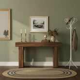 160 cm Landelijke Consoletafel met Massief Houten Poten, Houten Sofa-tafel voor Hal en Woonkamer 3