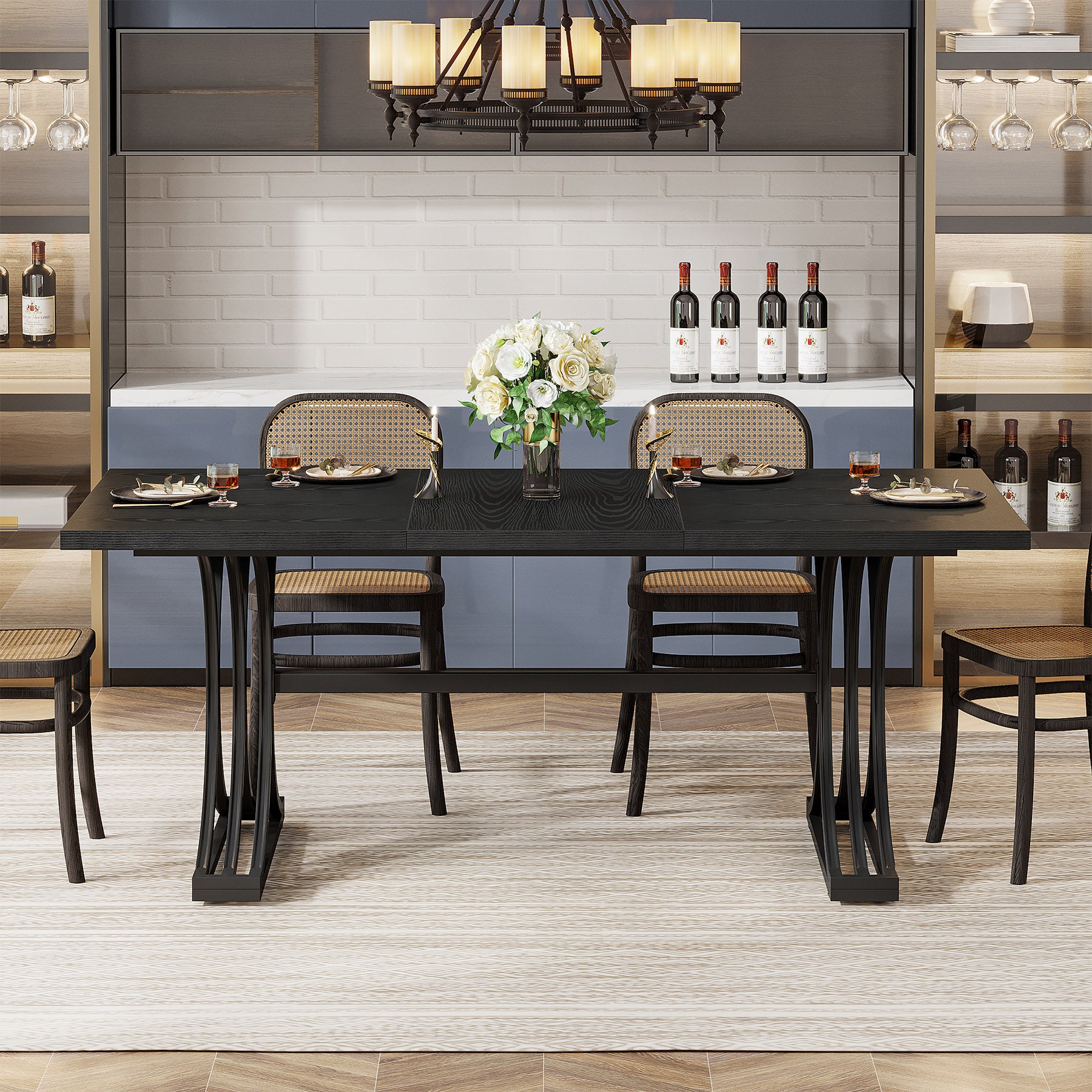 Tribesigns Eettafel 160 cm met Marmerlook Blad, Moderne Keukentafel Goud