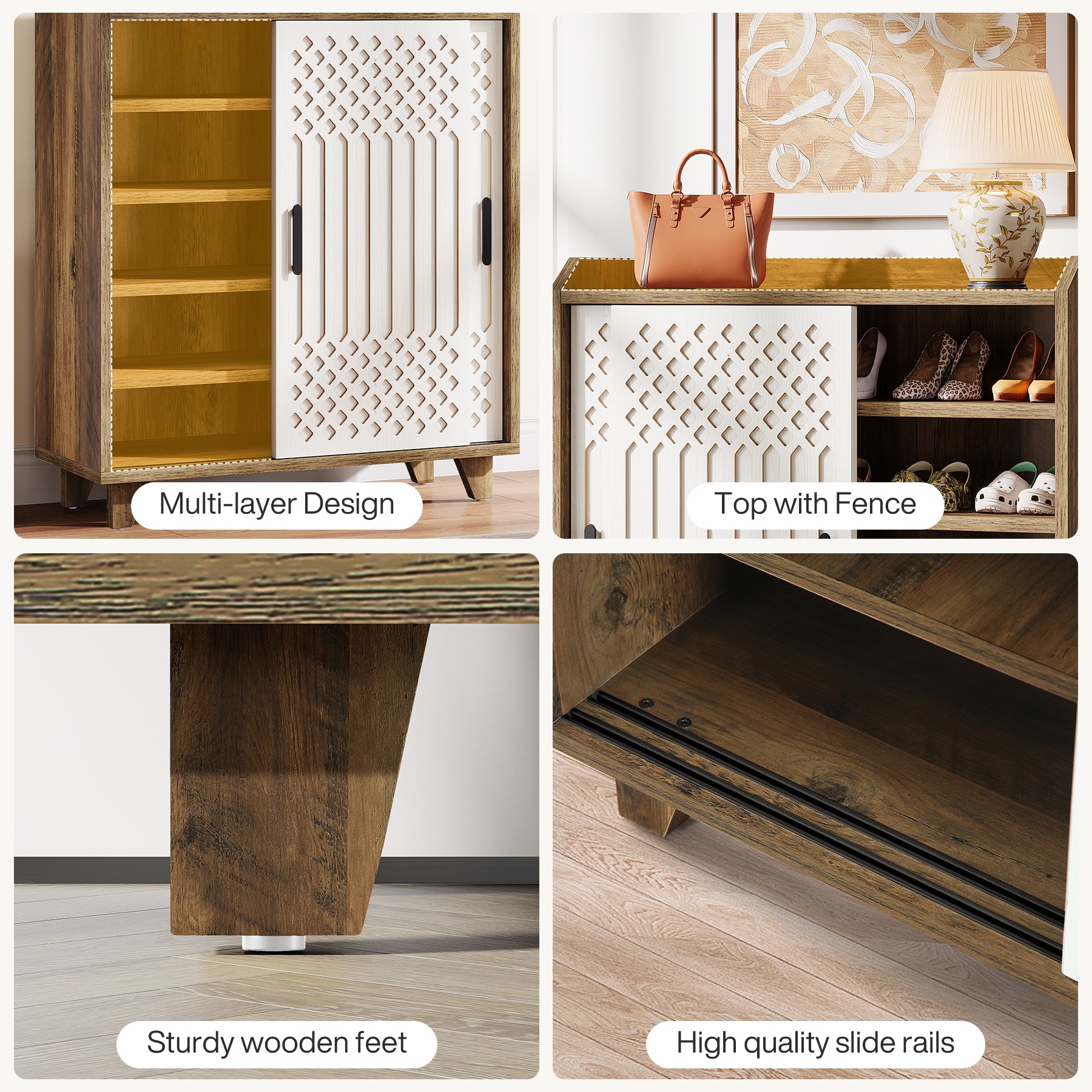 90 cm Schoenenkast, Moderne Opbergkast met Schuifdeuren voor Hal en Entree