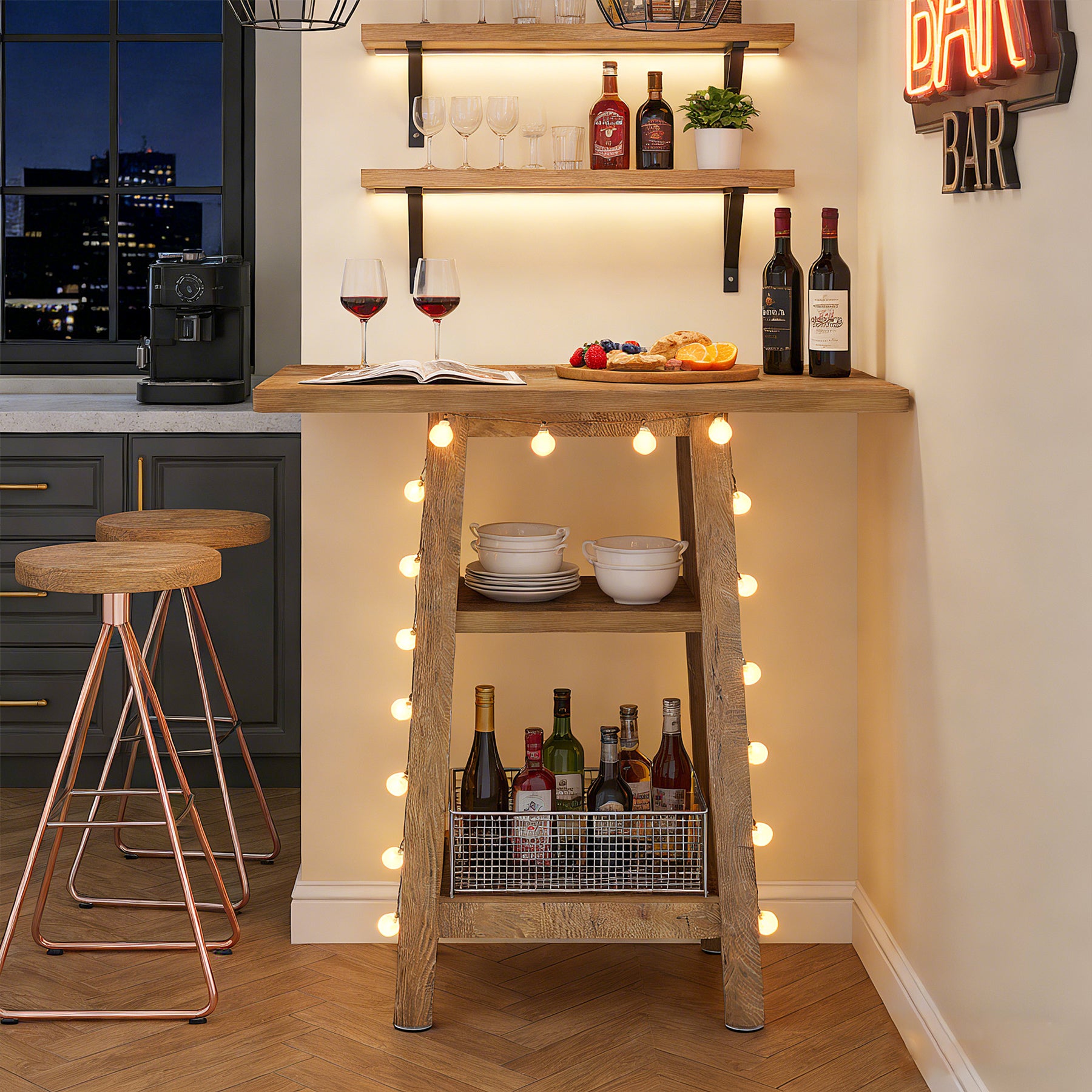 Tribesigns 90 cm keukeneiland, vierkante keukentafel met 2 planken voor keuken