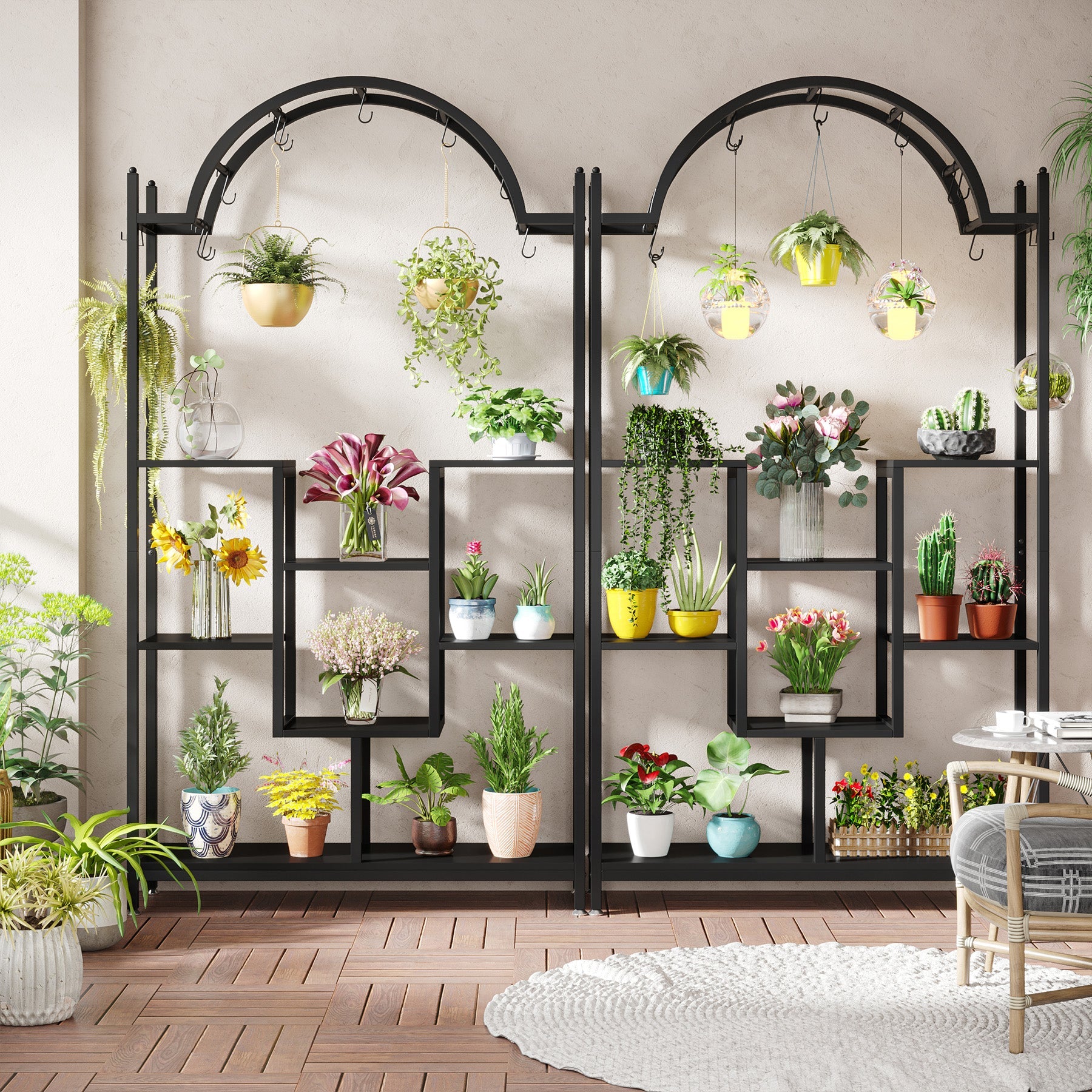 190 cm Tribesigns Plantenrek, 5-Lags Binnenplantenstandaard met Ophangsysteem