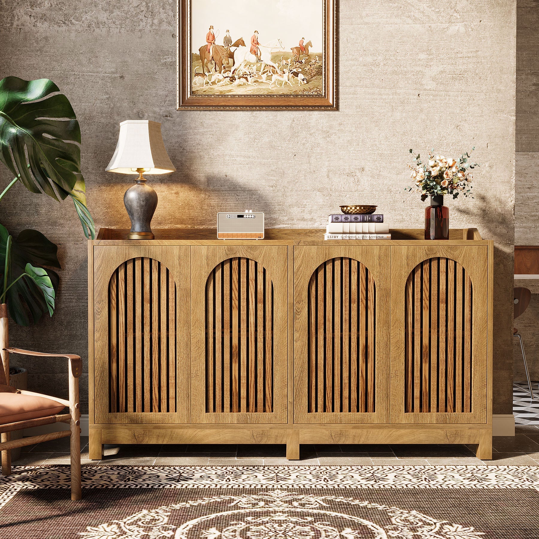 Tribesigns Dressoir 145 cm, Buffetkast met Deuren & Verstelbare Planken