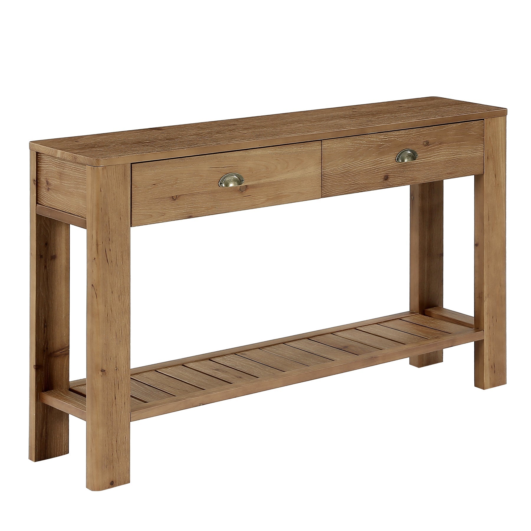 Tribesigns massief houten consoletafel 140 cm, haltafel met 2 lades en open opbergruimte