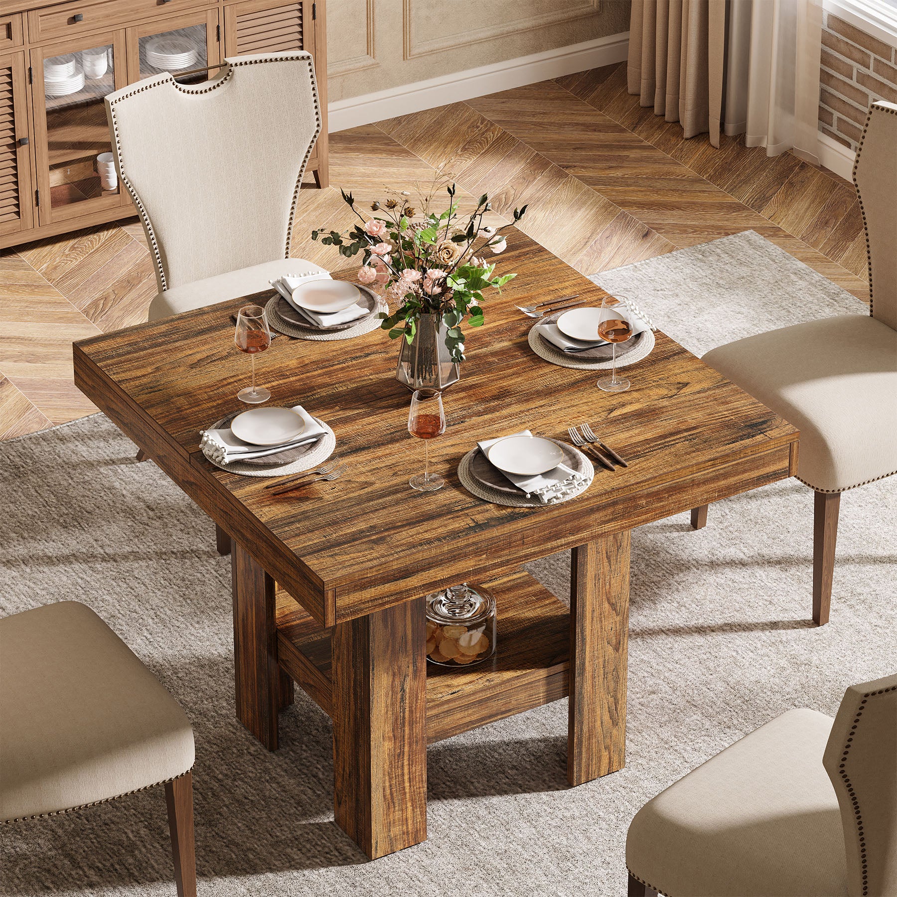 Tribesigns Vierkante Eettafel 80 cm voor 4 Personen