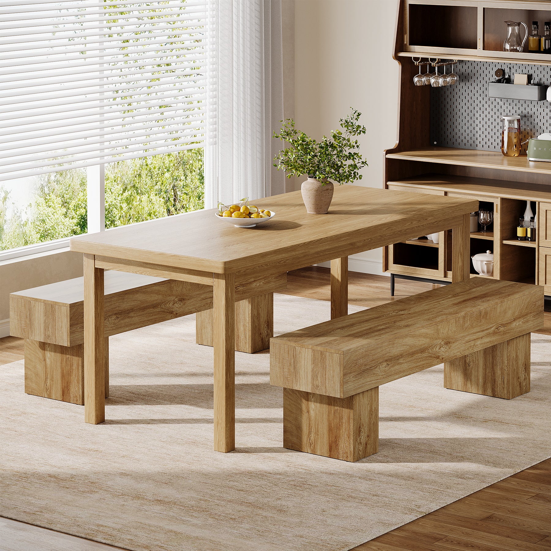 Tribesigns 160 cm Houten Farmhouse Bank voor de Eetkamerbank