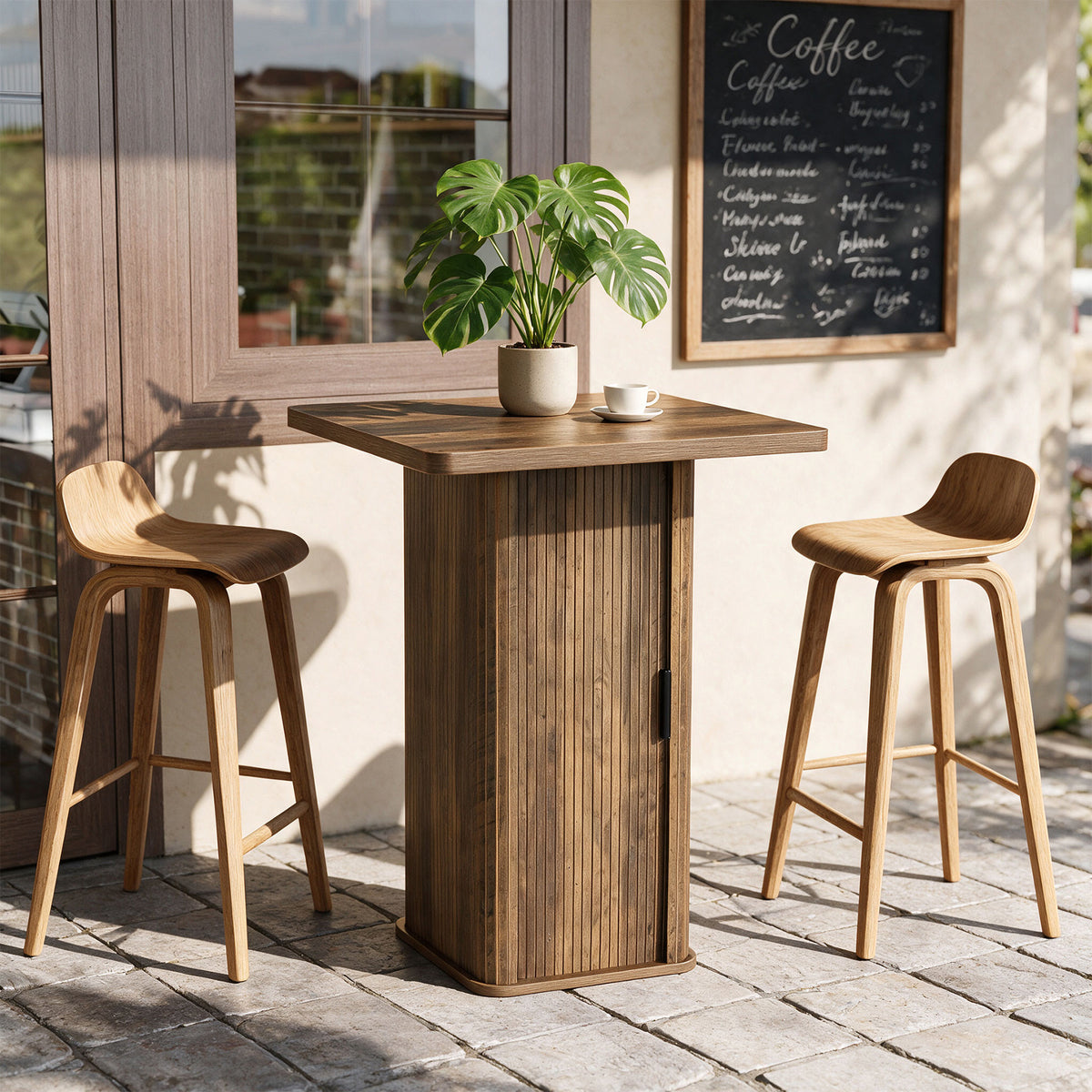 Tribesigns 90 cm hoge bartafel met 3-laags opbergkast, landelijke pub tafel voor keuken en kleine ruimtes
