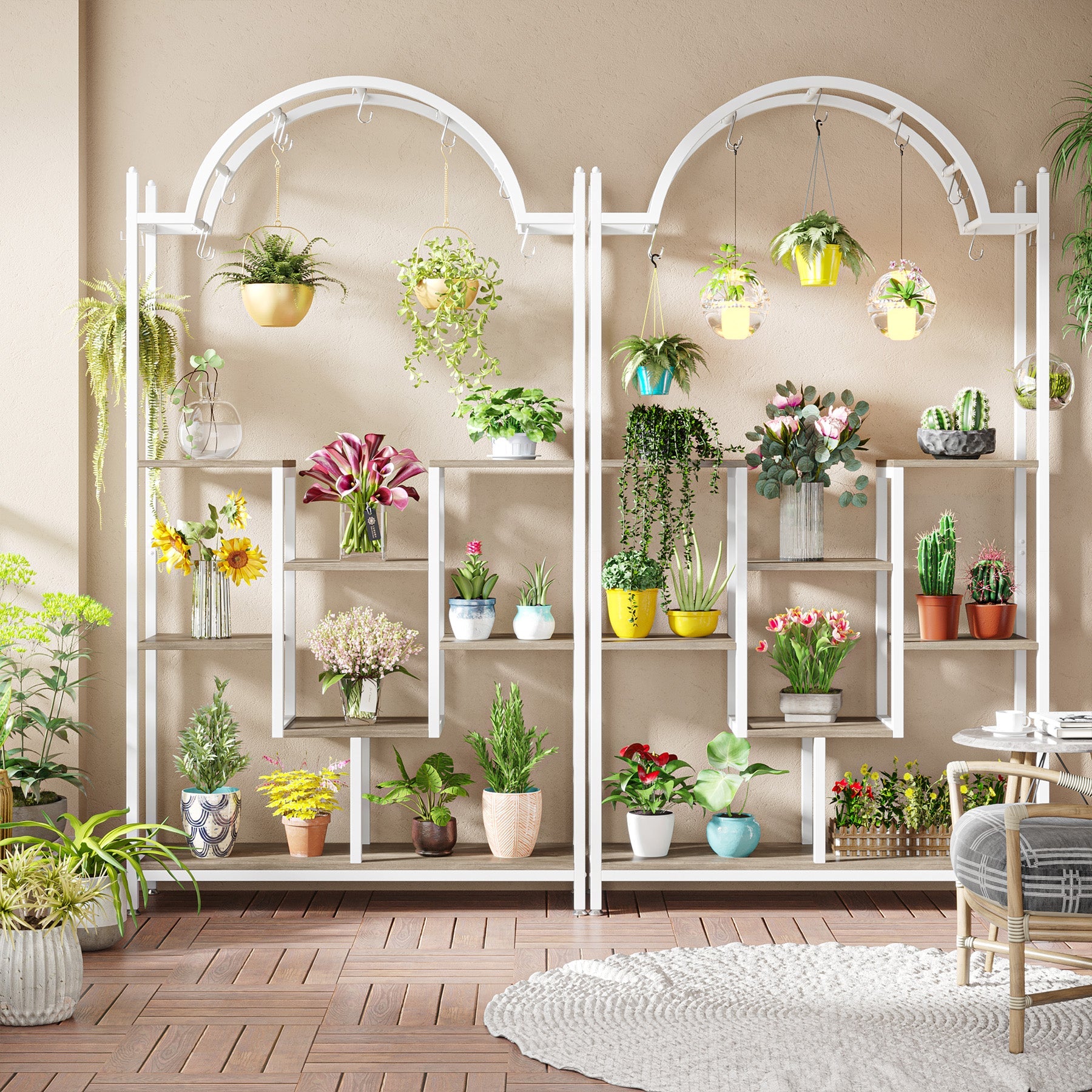 190 cm Tribesigns Plantenrek, 5-Lags Binnenplantenstandaard met Ophangsysteem