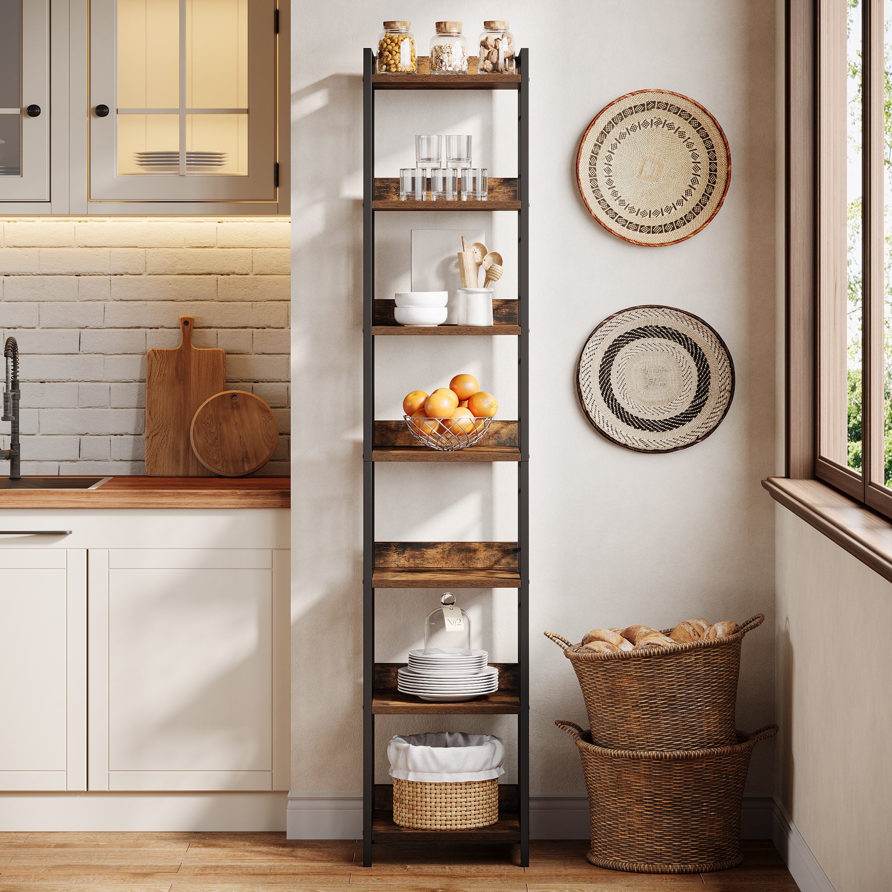 Tribesigns 200 cm 7-Tier Hoekplank，Extra Hoge Smalle Boekenplank