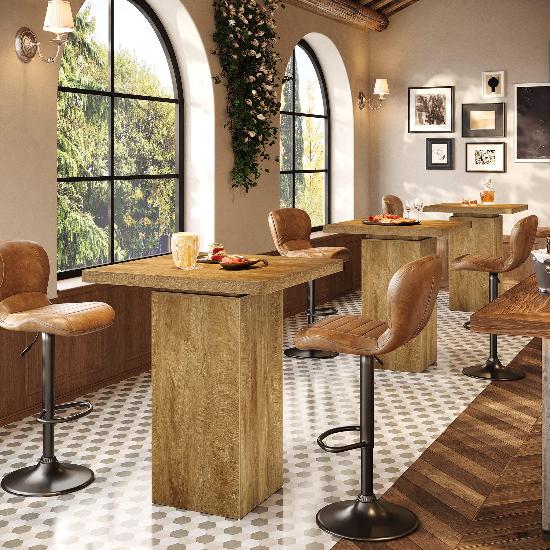 Tribesigns Bartafel 100 cm hoog, industriële bistrotafel voor keukenhoek, huisbar