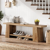 Tribesigns Schoenbank 150 cm met planken, Extra lange zitbank in landhuisstijl voor hal & slaapkamer 3