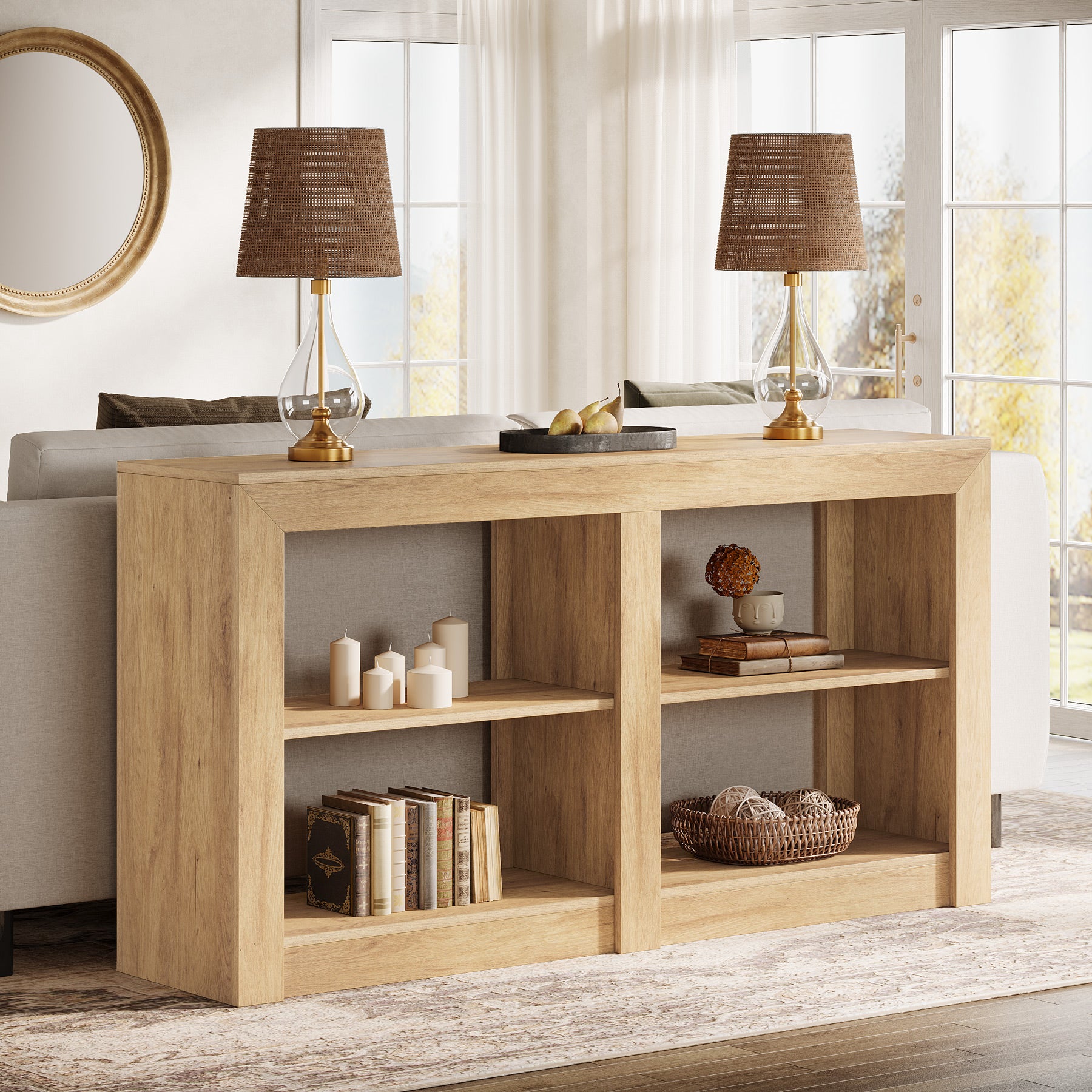 150 cm Landelijke Consoletafel van Hout, Tribesigns Smalle Haltafel voor Woonkamer