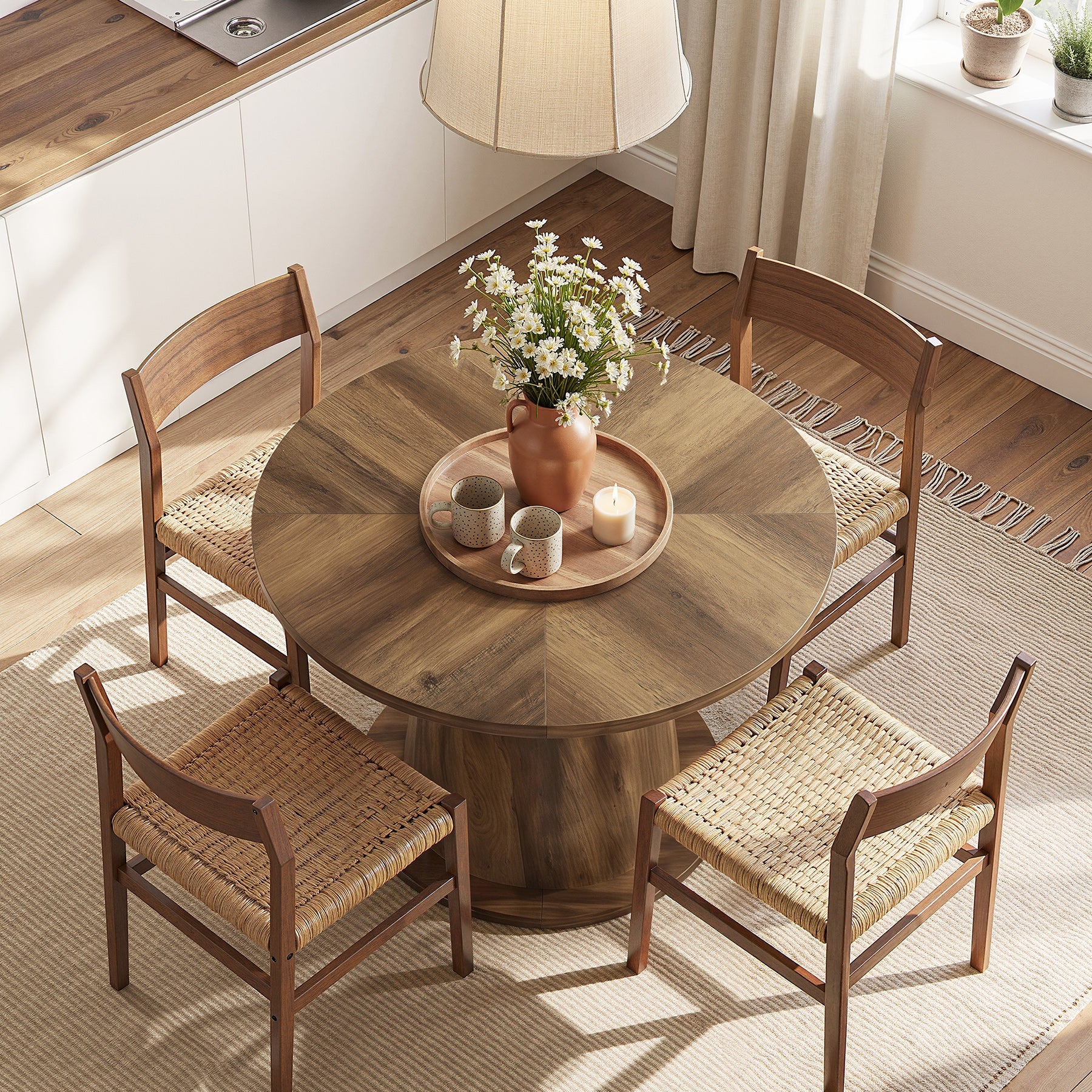 Tribesigns 80 cm Ronde Eettafel voor 2–4 Personen, Keukentafel met Stevige Centrale Voet